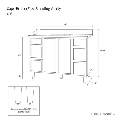 Cape Breton 48", Teodor® Satin White Vanity Teodor Bathroom VanityCanada