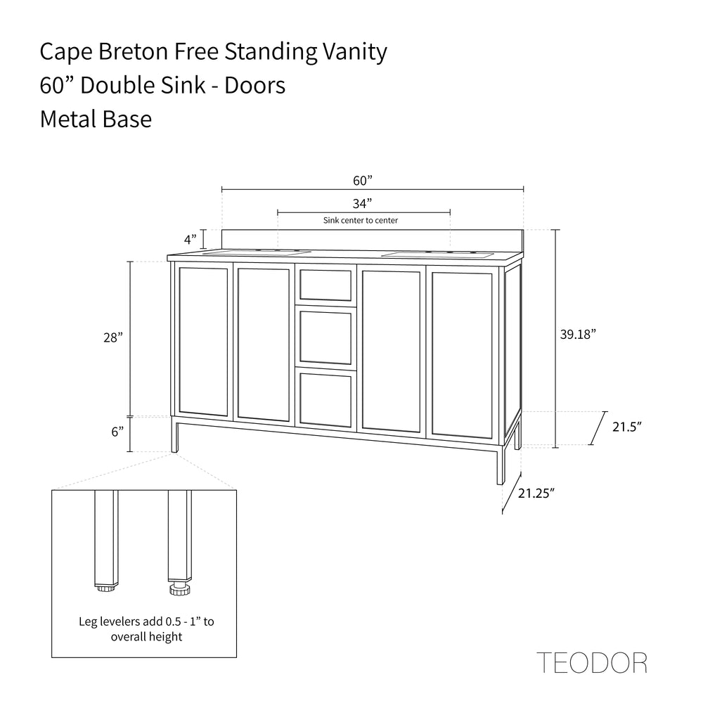 
                  
                    Cape Breton 60" Mid Century Oak Bathroom Vanity, Double Sink
                  
                