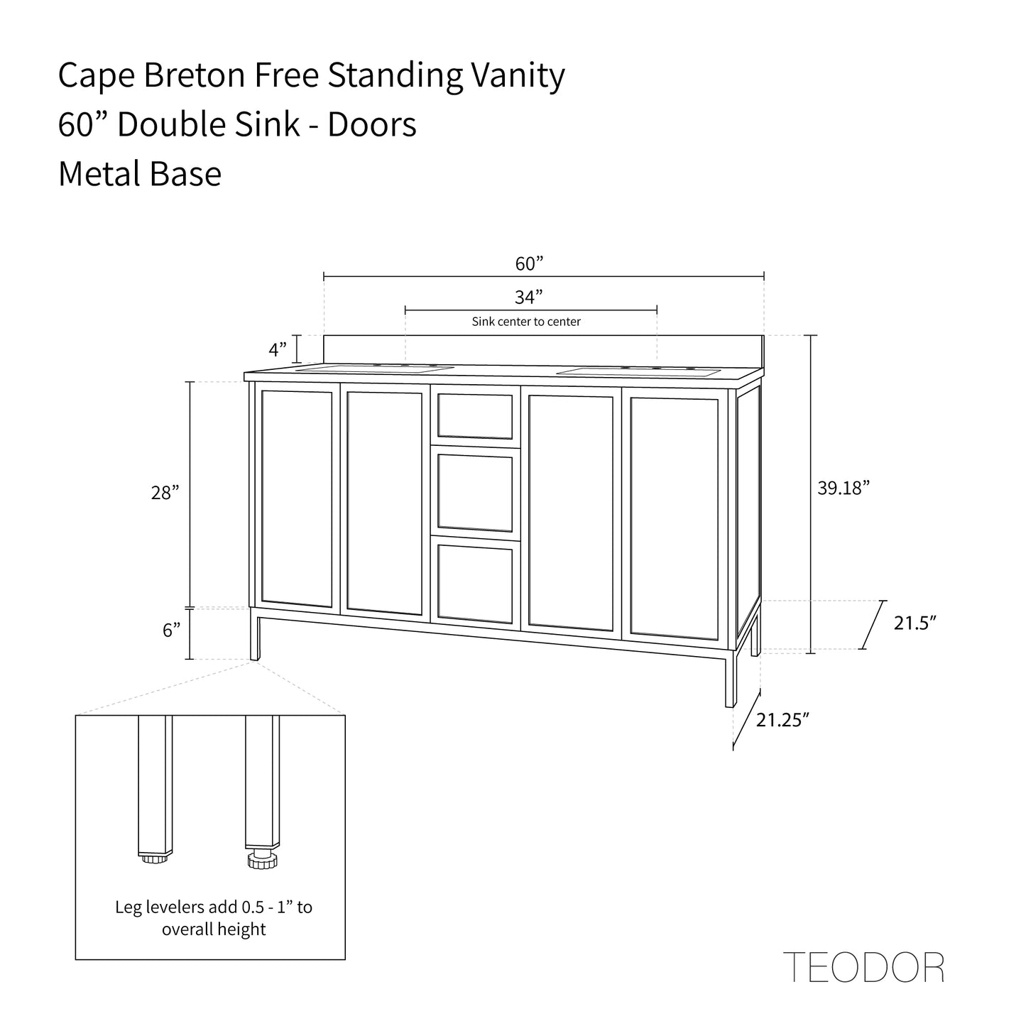 
                  
                    Cape Breton 60" Mid Century Oak Bathroom Vanity, Double Sink
                  
                