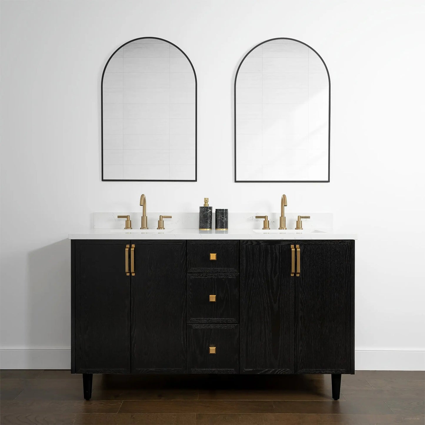 Cape Breton 60", Teodor® Blackened Oak Vanity, Double Sink Teodor Bathroom VanityCanada