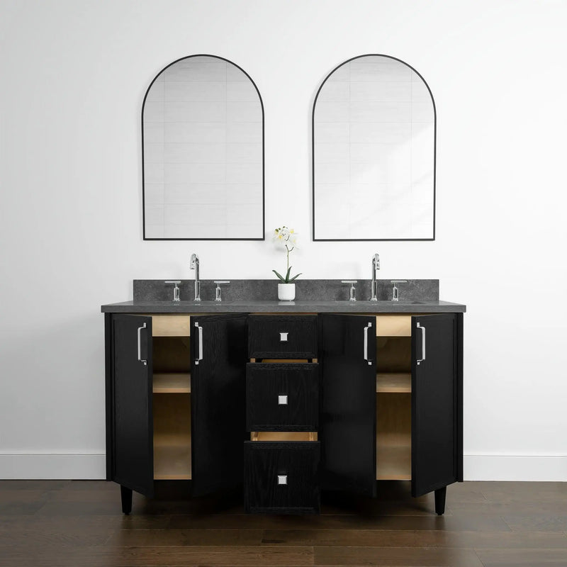 Cape Breton 60", Teodor® Blackened Oak Vanity, Double Sink Teodor Bathroom VanityCanada