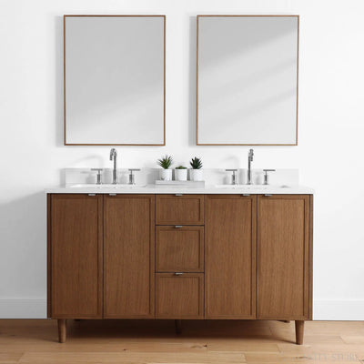 Cape Breton 60", Teodor® Mid Century Oak Vanity, Double Sink Teodor Bathroom VanityCanada