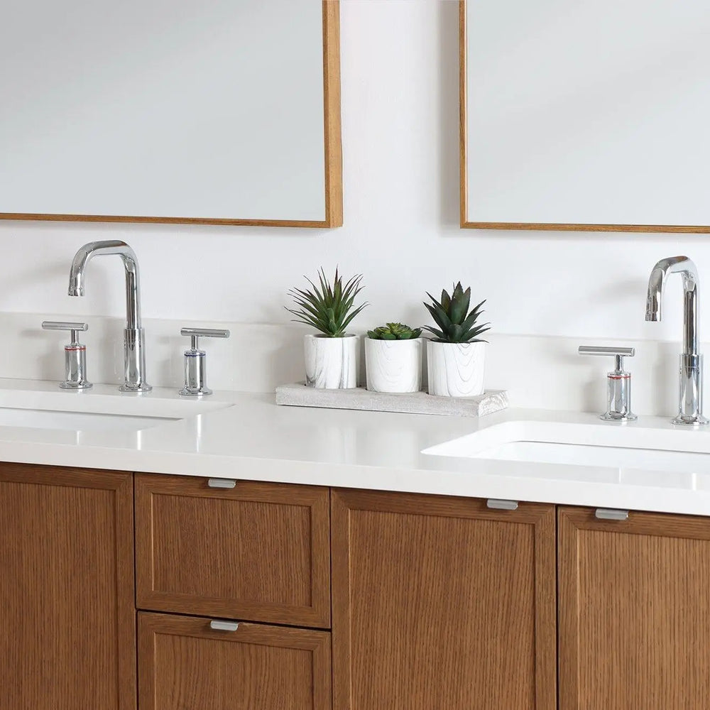 
                  
                    Cape Breton 60" Mid Century Oak Bathroom Vanity, Double Sink
                  
                