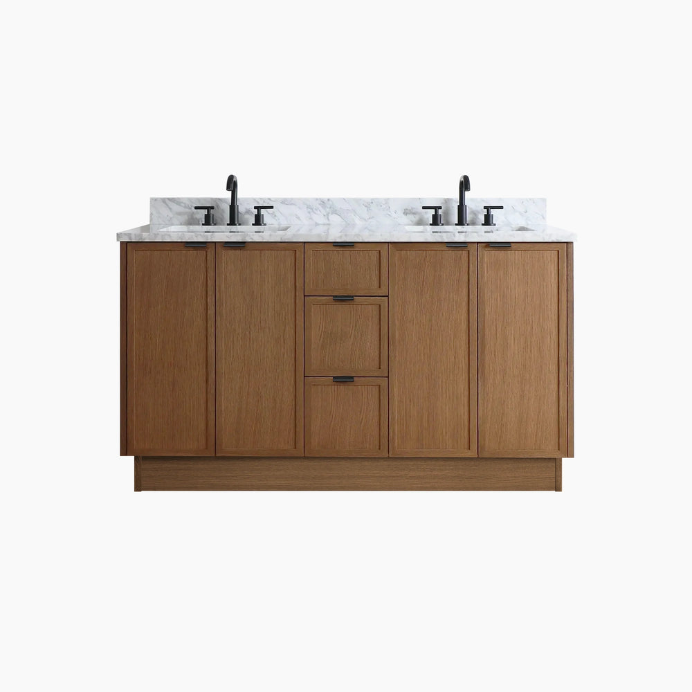 
                  
                    Cape Breton 60" Mid Century Oak Bathroom Vanity, Double Sink
                  
                