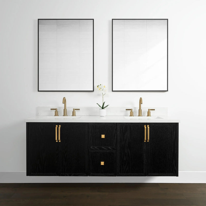 Cape Breton 60", Teodor® Wall Mount Blackened Oak Vanity, Double Sink Teodor Bathroom VanityCanada