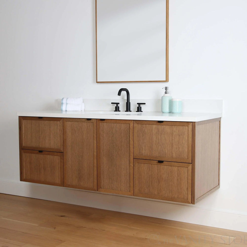 
                  
                    Cape Breton 60" Wall Mount Mid Century Oak Bathroom Vanity
                  
                