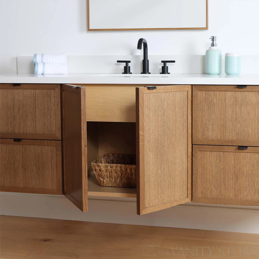 
                  
                    Cape Breton 60" Wall Mount Mid Century Oak Bathroom Vanity
                  
                