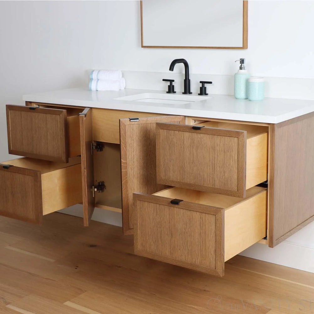 
                  
                    Cape Breton 60" Wall Mount Mid Century Oak Bathroom Vanity
                  
                
