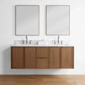 
                  
                    Cape Breton 60" Wall Mount Mid Century Oak Bathroom Vanity, Double Sink - Teodor Vanities
                  
                