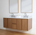 
                  
                    Cape Breton 60" Wall Mount Mid Century Oak Bathroom Vanity, Double Sink - Teodor Vanities
                  
                