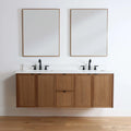
                  
                    Cape Breton 60" Wall Mount Mid Century Oak Bathroom Vanity, Double Sink - Teodor Vanities
                  
                