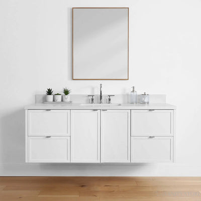 Cape Breton 60", Teodor® Wall Mount Satin White Vanity Teodor Bathroom VanityCanada