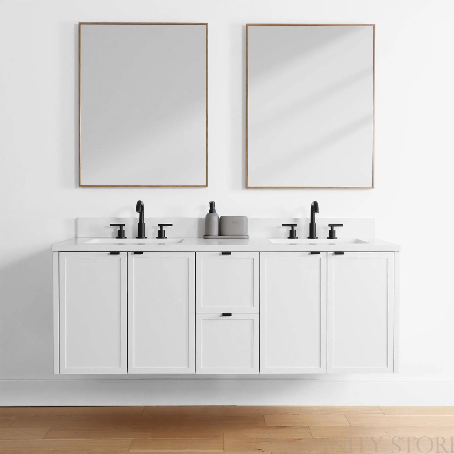 Cape Breton 60", Teodor® Wall Mount Satin White Vanity, Double Sink Teodor Bathroom VanityCanada