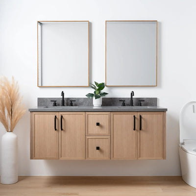 Cape Breton 60", Teodor® Wall Mount White Oak Vanity, Double Sink Teodor Bathroom VanityCanada