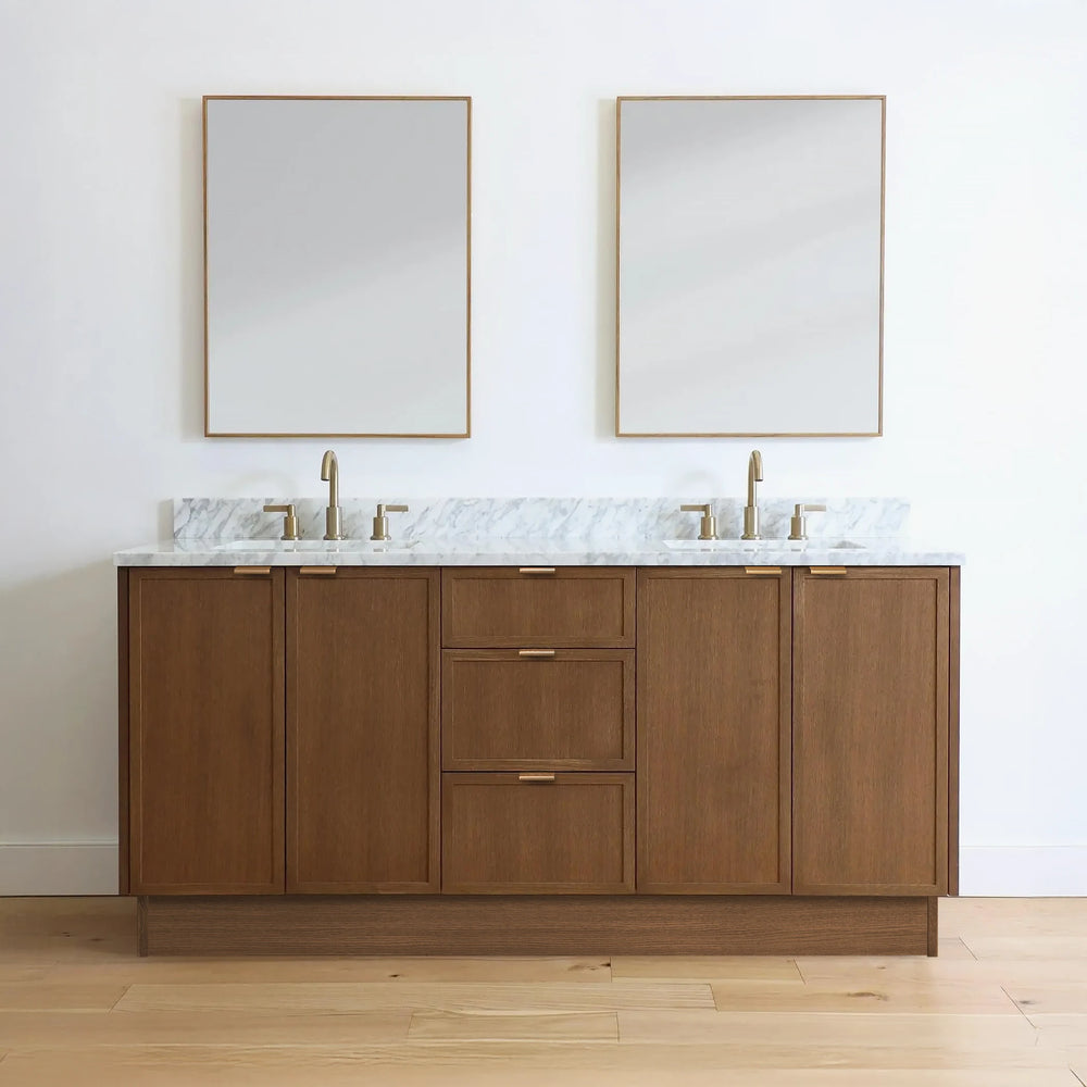 
                  
                    Cape Breton 72" Mid Century Oak Bathroom Vanity, Double Sink
                  
                