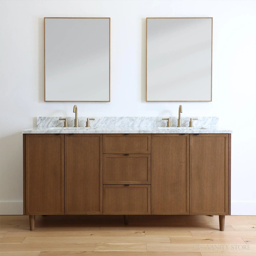 
                  
                    Cape Breton 72" Mid Century Oak Bathroom Vanity, Double Sink
                  
                