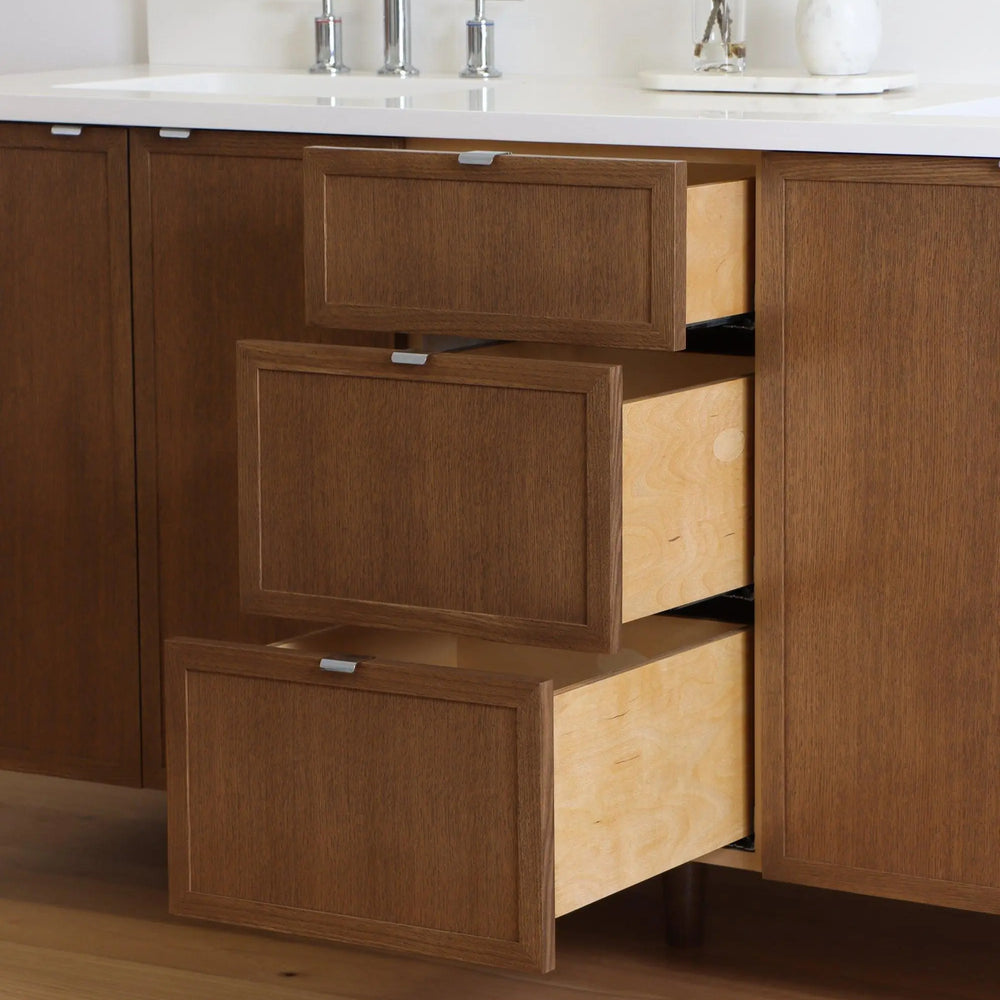 
                  
                    Cape Breton 72" Mid Century Oak Bathroom Vanity, Double Sink
                  
                