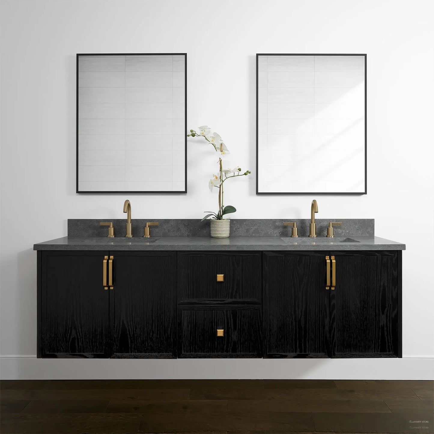 Cape Breton 72", Teodor® Wall Mount Blackened Oak Vanity, Double Sink Teodor Bathroom VanityCanada