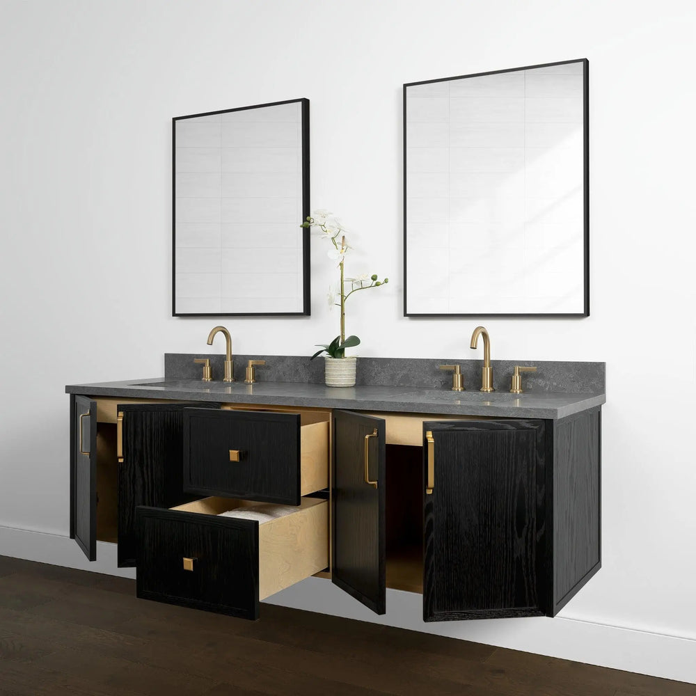 
                  
                    Cape Breton 72", Teodor® Wall Mount Blackened Oak Vanity, Double Sink Teodor Bathroom VanityCanada
                  
                
