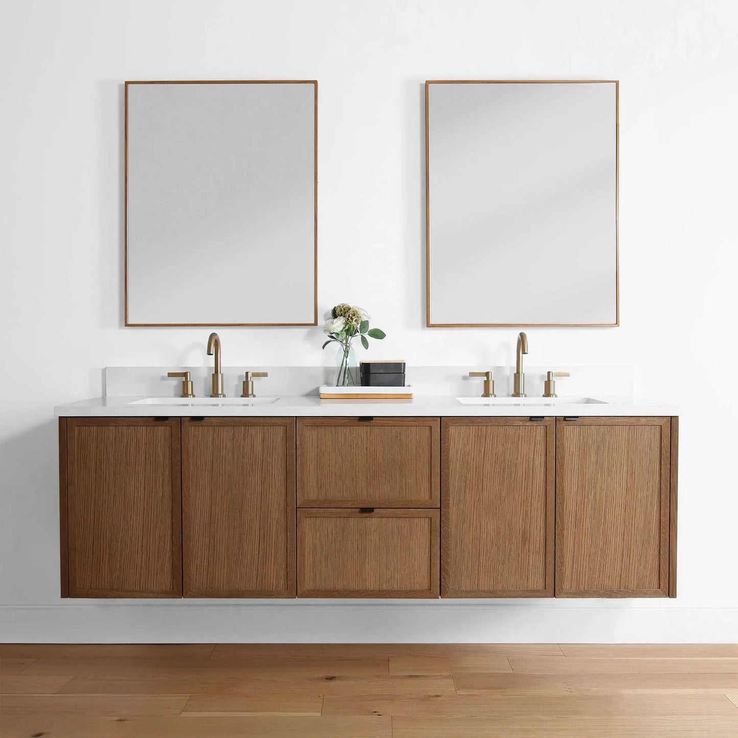 Cape Breton 72", Teodor® Wall Mount Mid Century Oak Vanity, Double Sink Teodor Bathroom VanityCanada