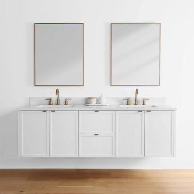 Cape Breton 72", Teodor® Wall Mount Satin White Vanity, Double Sink Teodor Bathroom VanityCanada