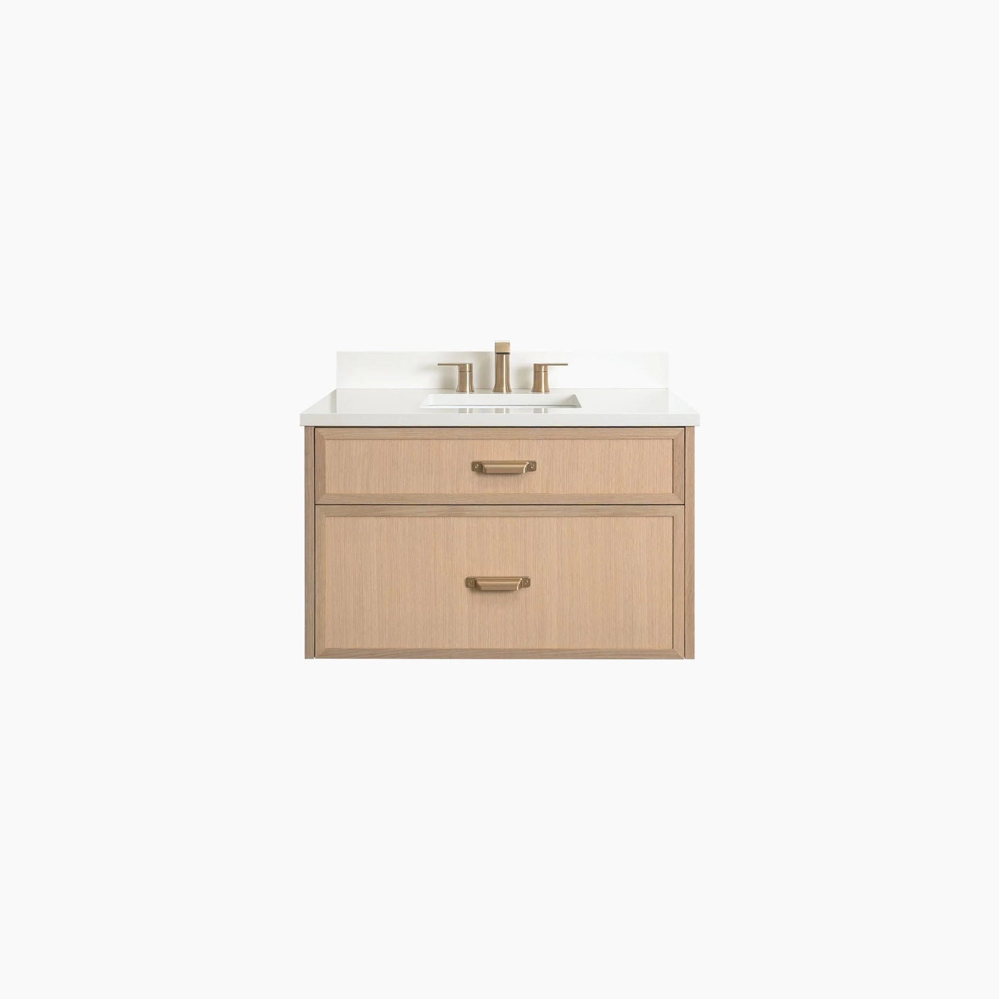 Cape Breton SLIM 36" Wall Mount White Oak Bathroom Vanity - All Drawers Teodor Bathroom Vanity Canada