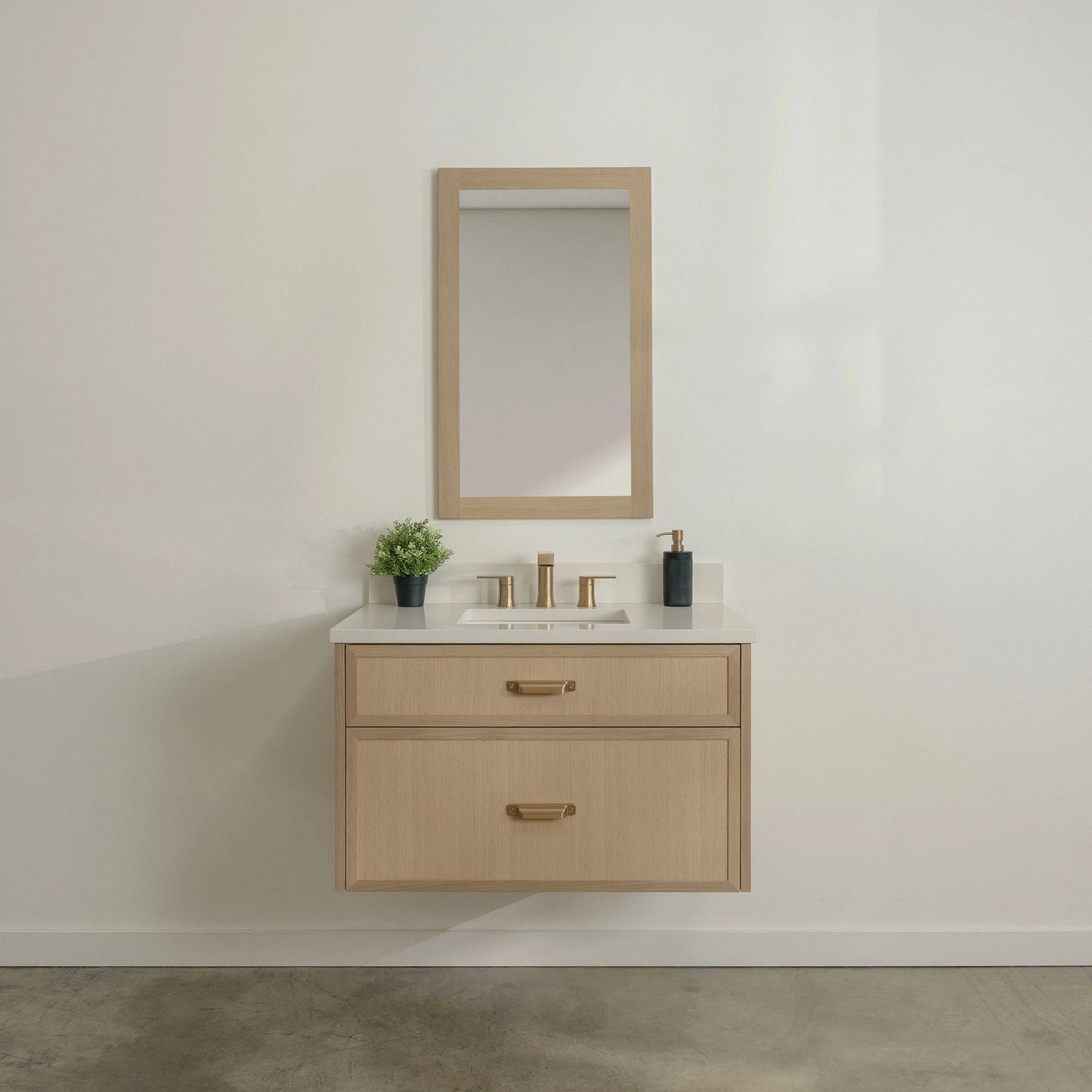 Cape Breton SLIM 36" Wall Mount White Oak Bathroom Vanity - All Drawers Teodor Bathroom Vanity Canada