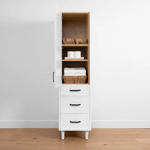 Cape Breton, Teodor® Satin White Linen Cabinet Teodor Bathroom VanityCanada