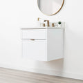 
                  
                    Cape Breton SLIM 24" Wall Mount Satin White Bathroom Vanity - All Drawers Teodor Bathroom Vanity Canada
                  
                