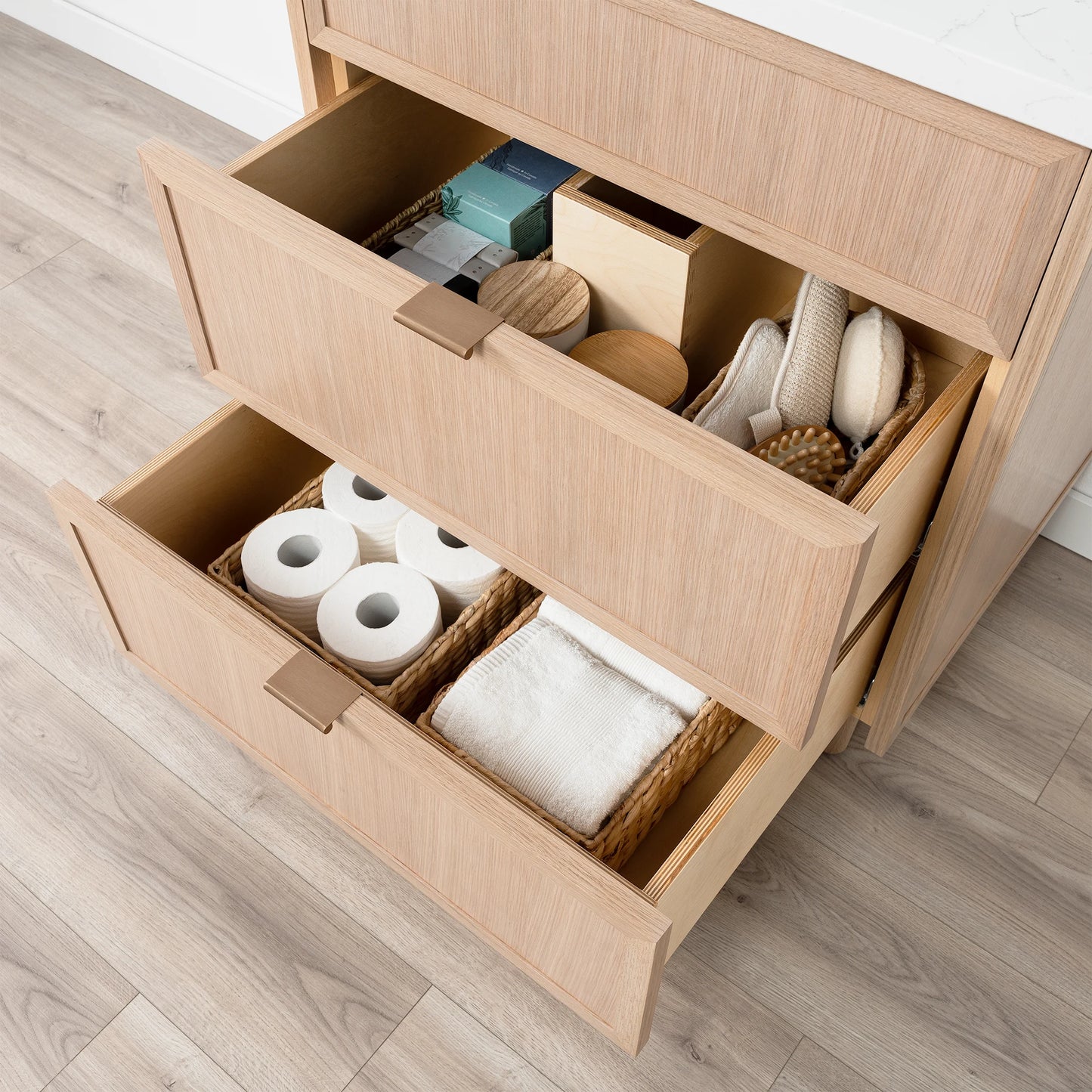 
                  
                    Cape Breton 30" White Oak Bathroom Vanity - All Drawers
                  
                