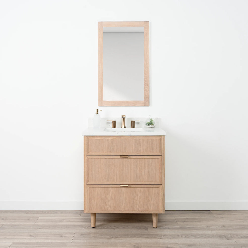 Cape Breton 30" White Oak Bathroom Vanity - All Drawers