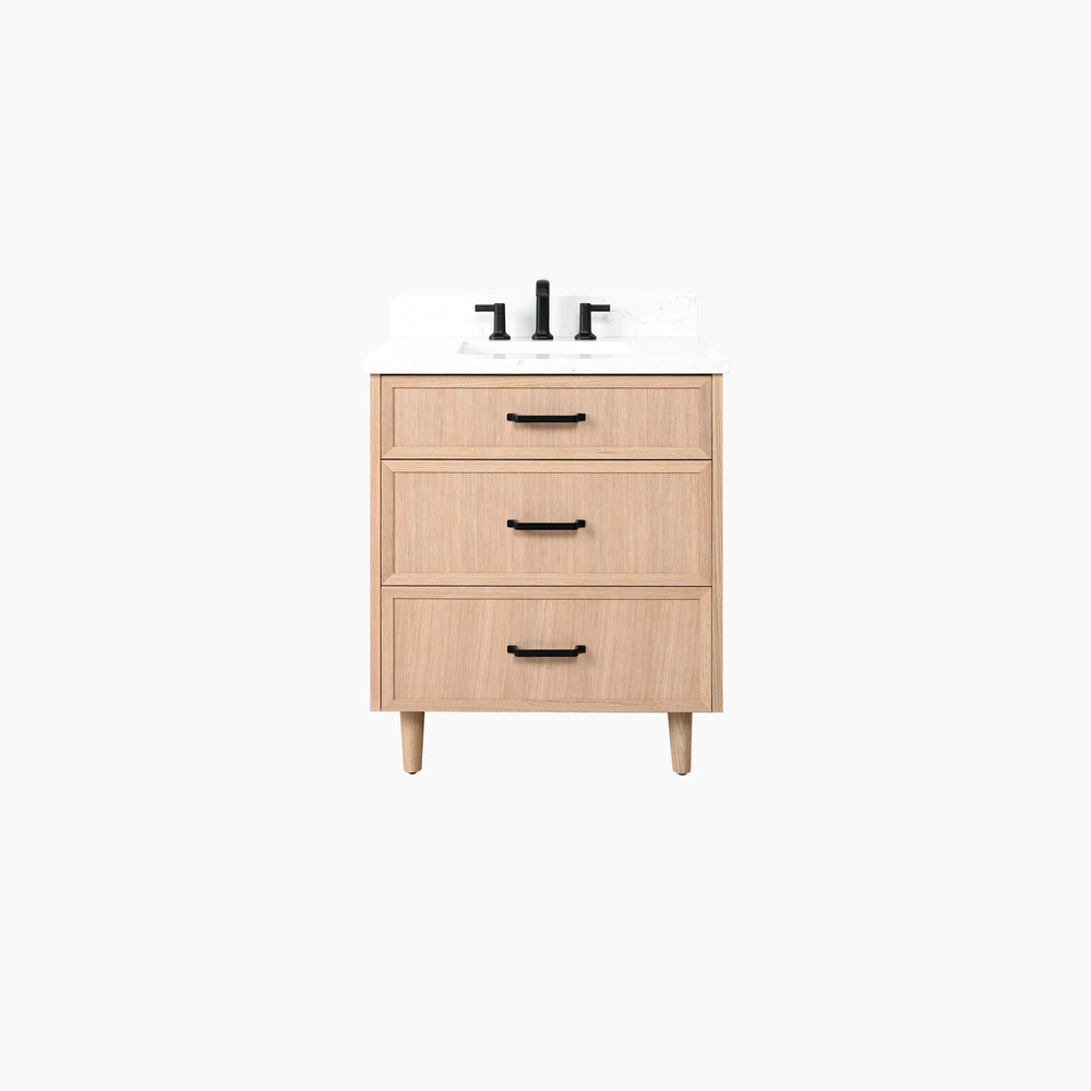 Cape Breton 30" White Oak Bathroom Vanity - All Drawers
