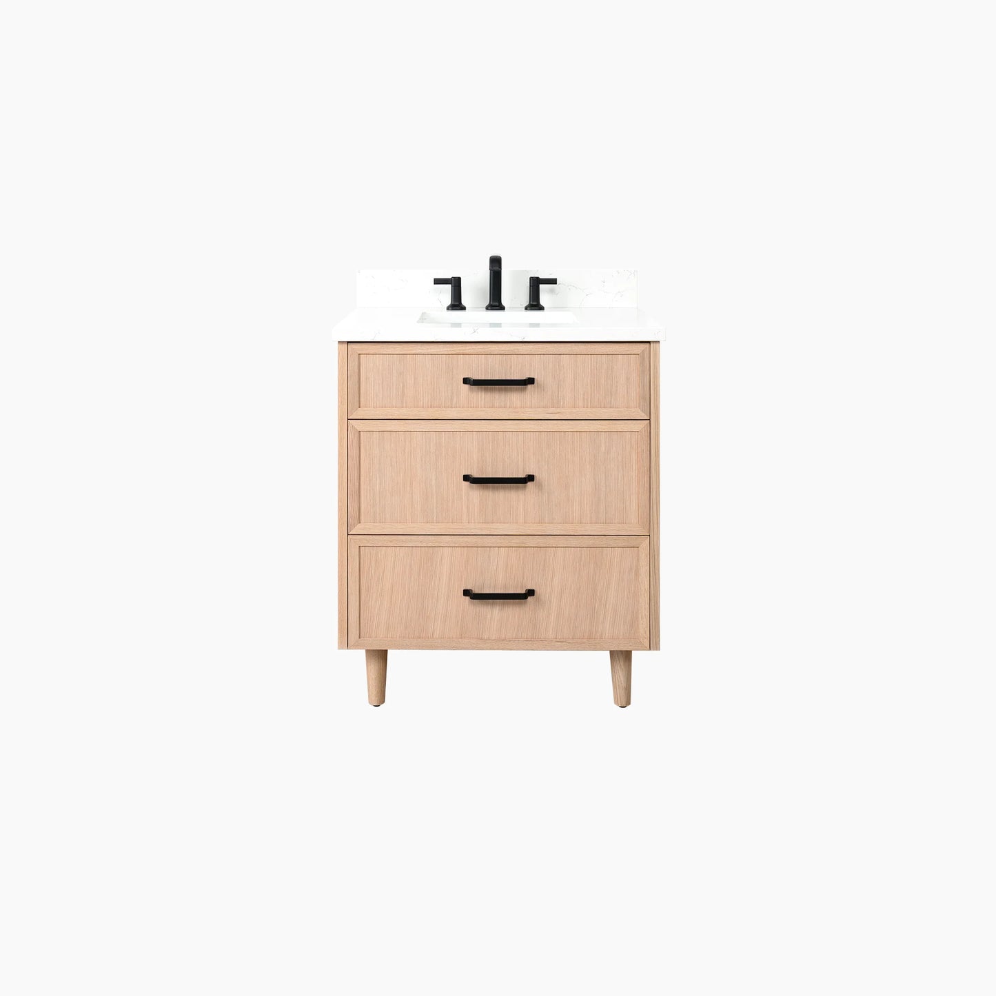 Cape Breton 30" White Oak Bathroom Vanity - All Drawers