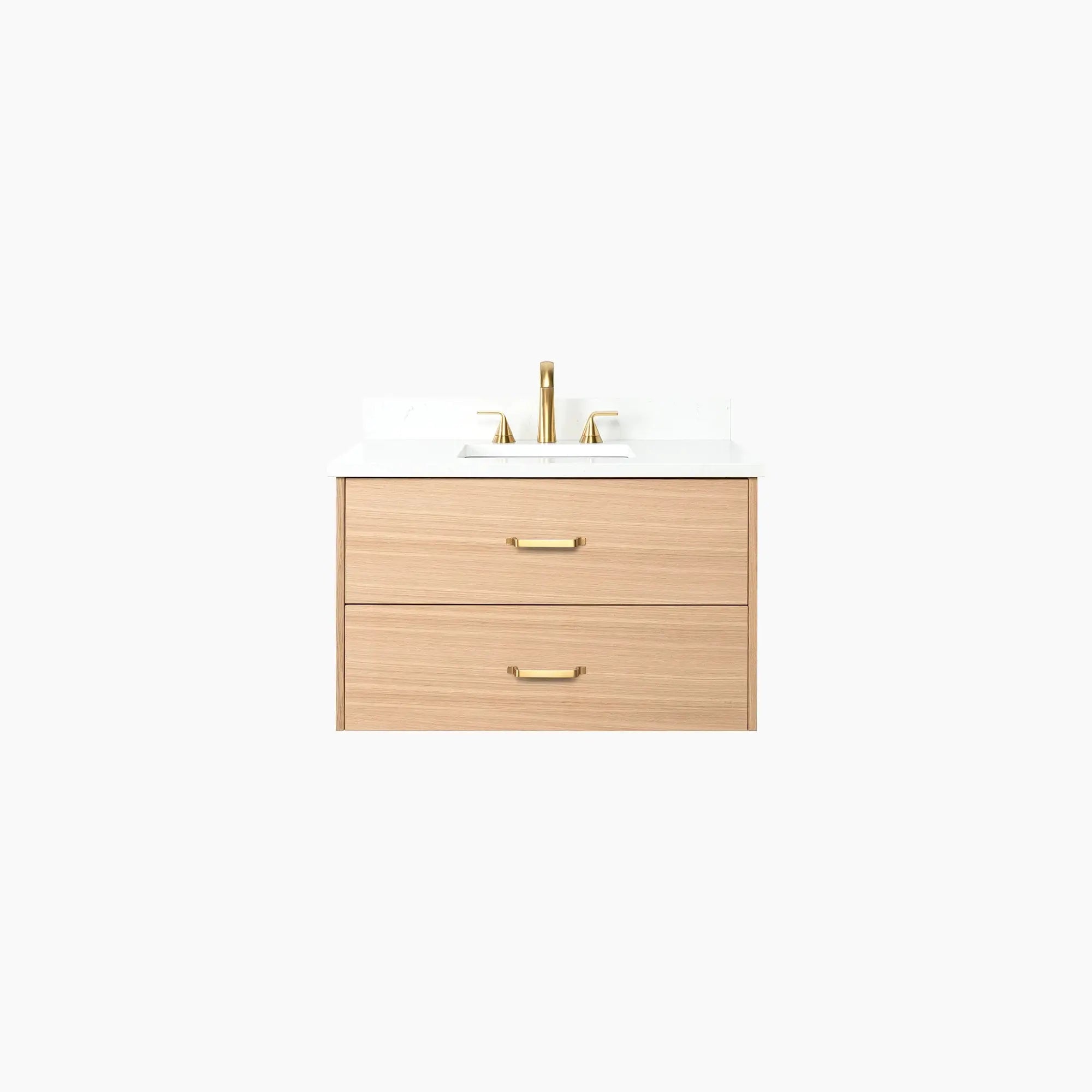 Ashbury 36" Wall Mount Natural White Oak Bathroom Vanity