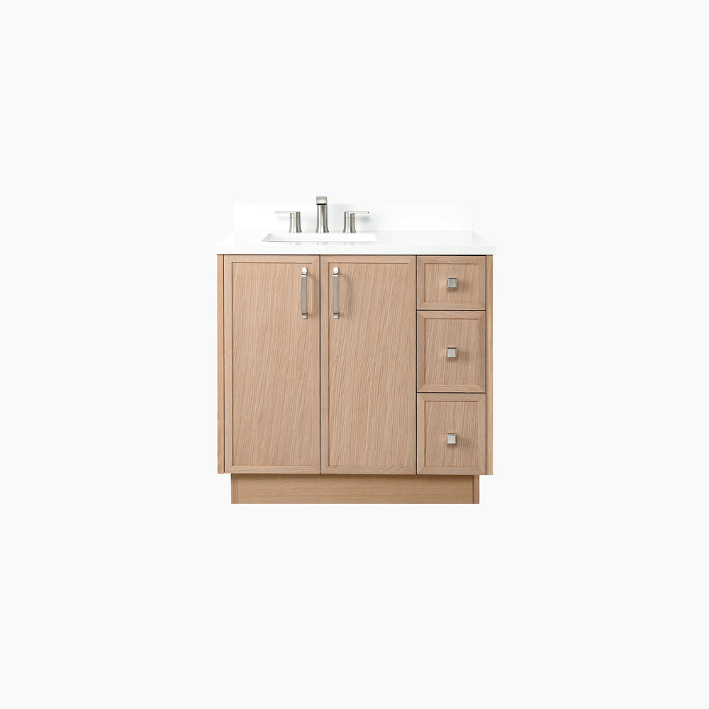 
                  
                    Cape Breton SLIM 36" White Oak Bathroom Vanity, Left Sink
                  
                