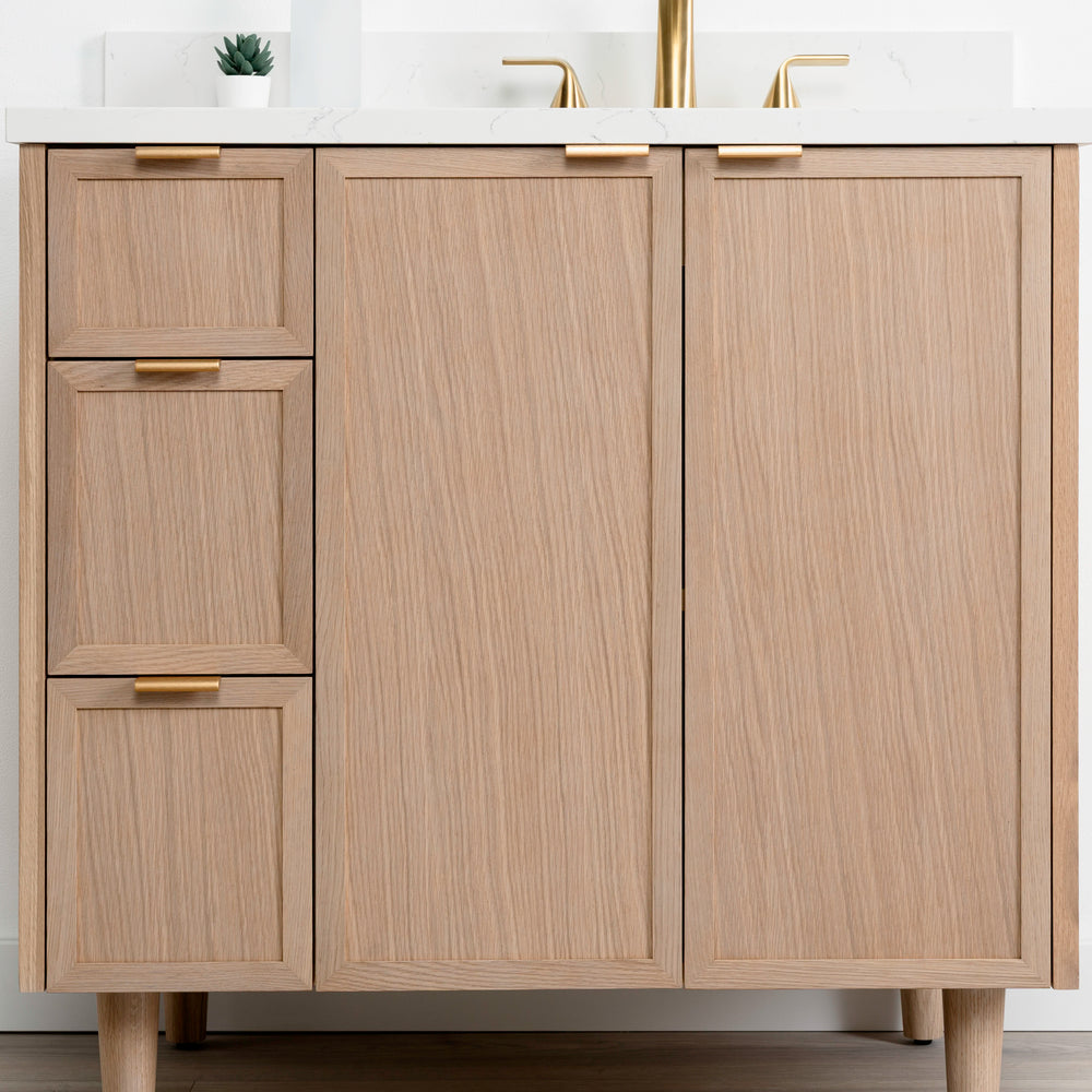 
                  
                    Cape Breton 36" White Oak Bathroom Vanity, Right Sink
                  
                
