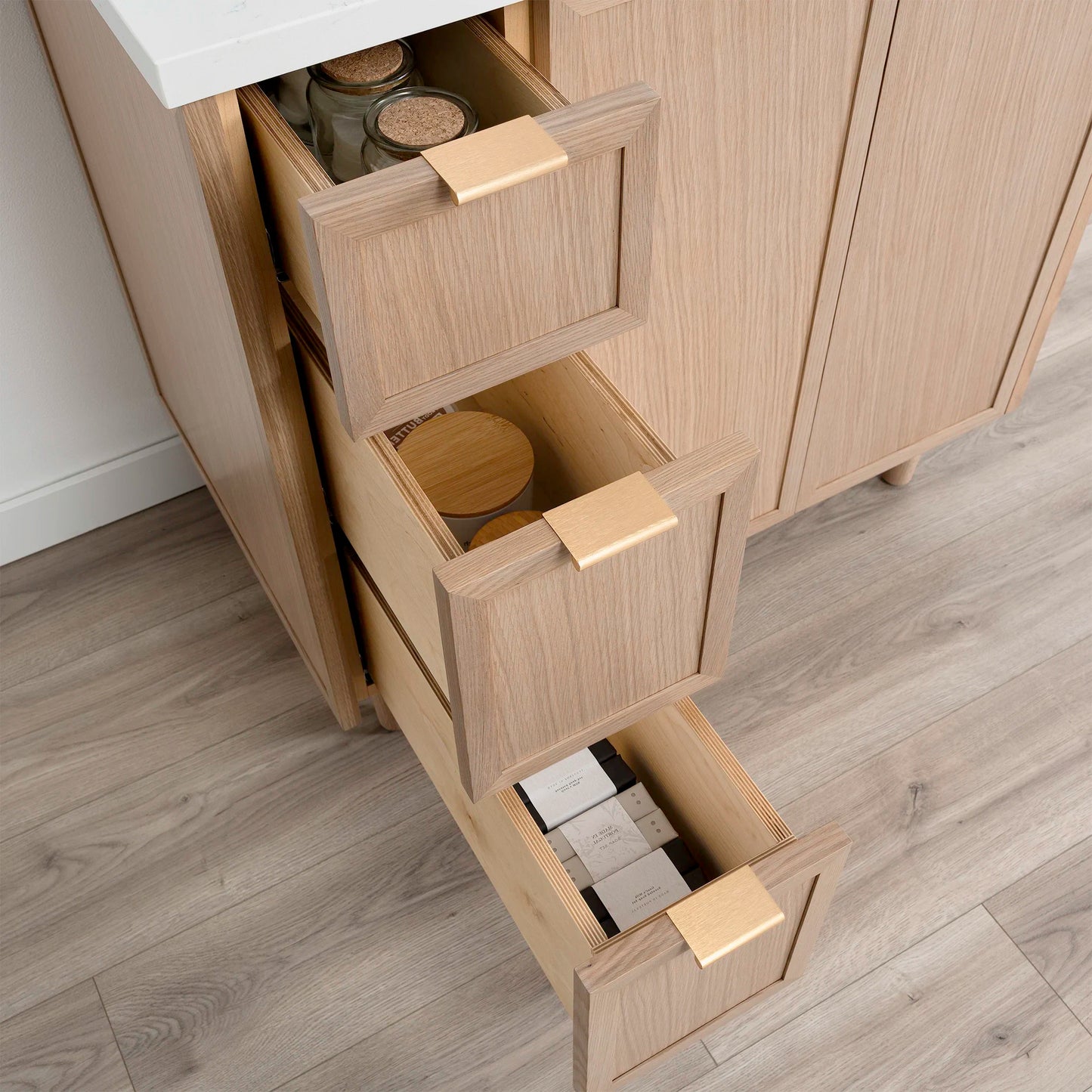 
                  
                    Cape Breton 36" White Oak Bathroom Vanity, Right Sink
                  
                