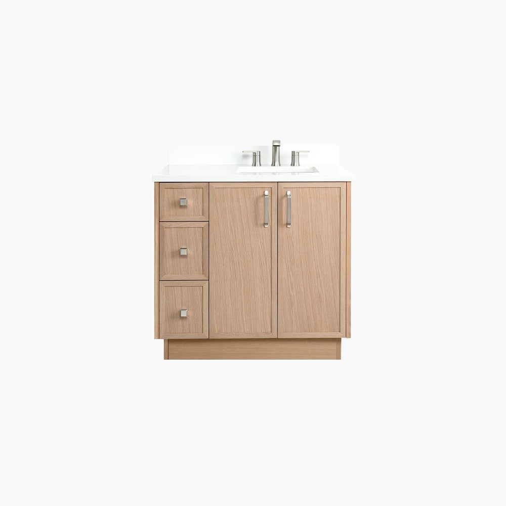 
                  
                    Cape Breton 36" White Oak Bathroom Vanity, Right Sink
                  
                
