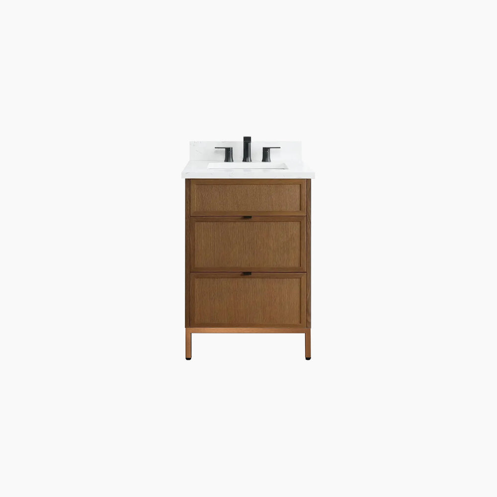 
                  
                    Cape Breton 24" Mid Century Oak Bathroom Vanity - All Drawers
                  
                