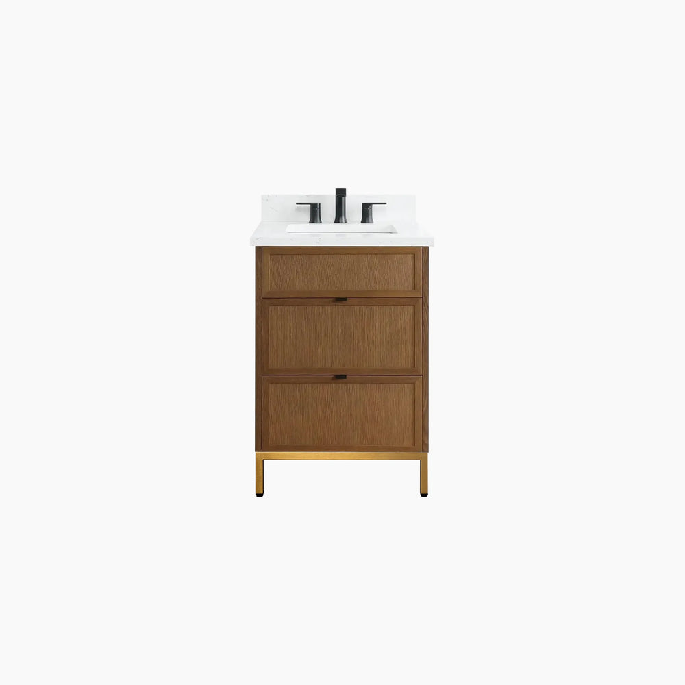 
                  
                    Cape Breton 24" Mid Century Oak Bathroom Vanity - All Drawers
                  
                