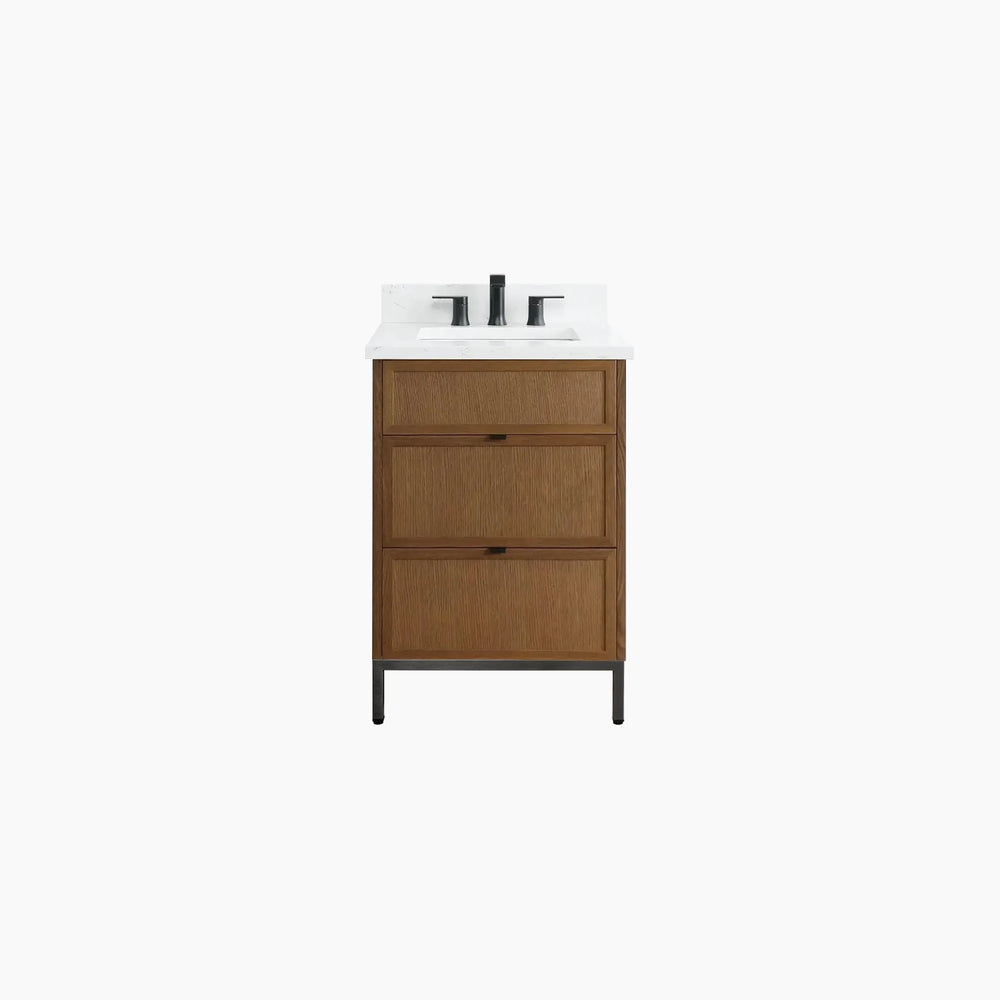 
                  
                    Cape Breton 24" Mid Century Oak Bathroom Vanity - All Drawers
                  
                
