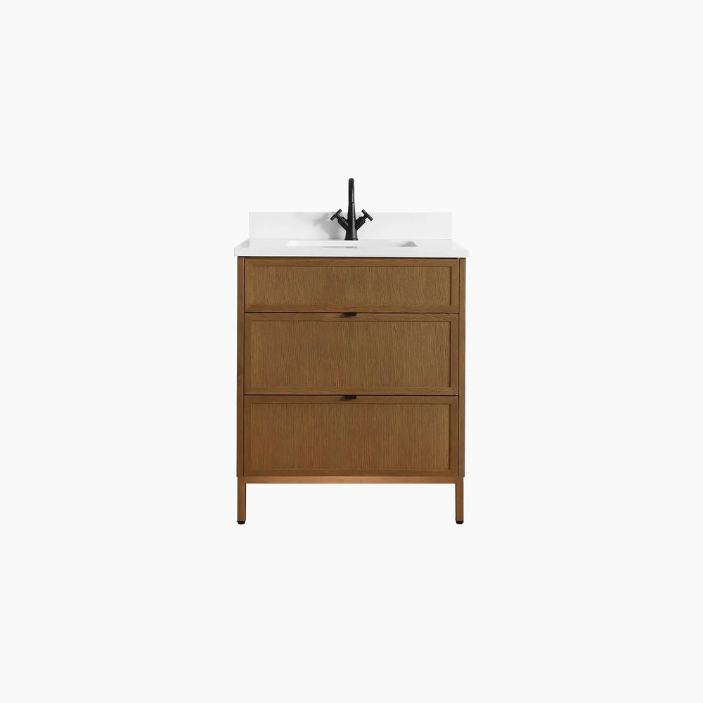 
                  
                    Cape Breton 30" Mid Century Oak Bathroom Vanity - All Drawers
                  
                