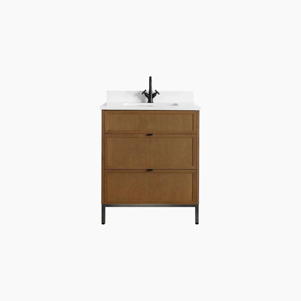 
                  
                    Cape Breton 30" Mid Century Oak Bathroom Vanity - All Drawers
                  
                