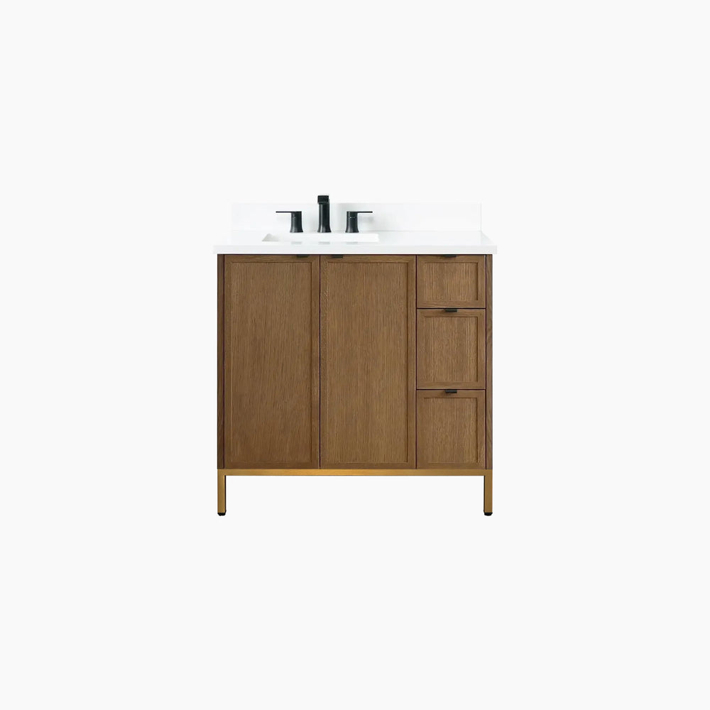 
                  
                    Cape Breton 36" Mid Century Oak Bathroom Vanity, Left Sink
                  
                