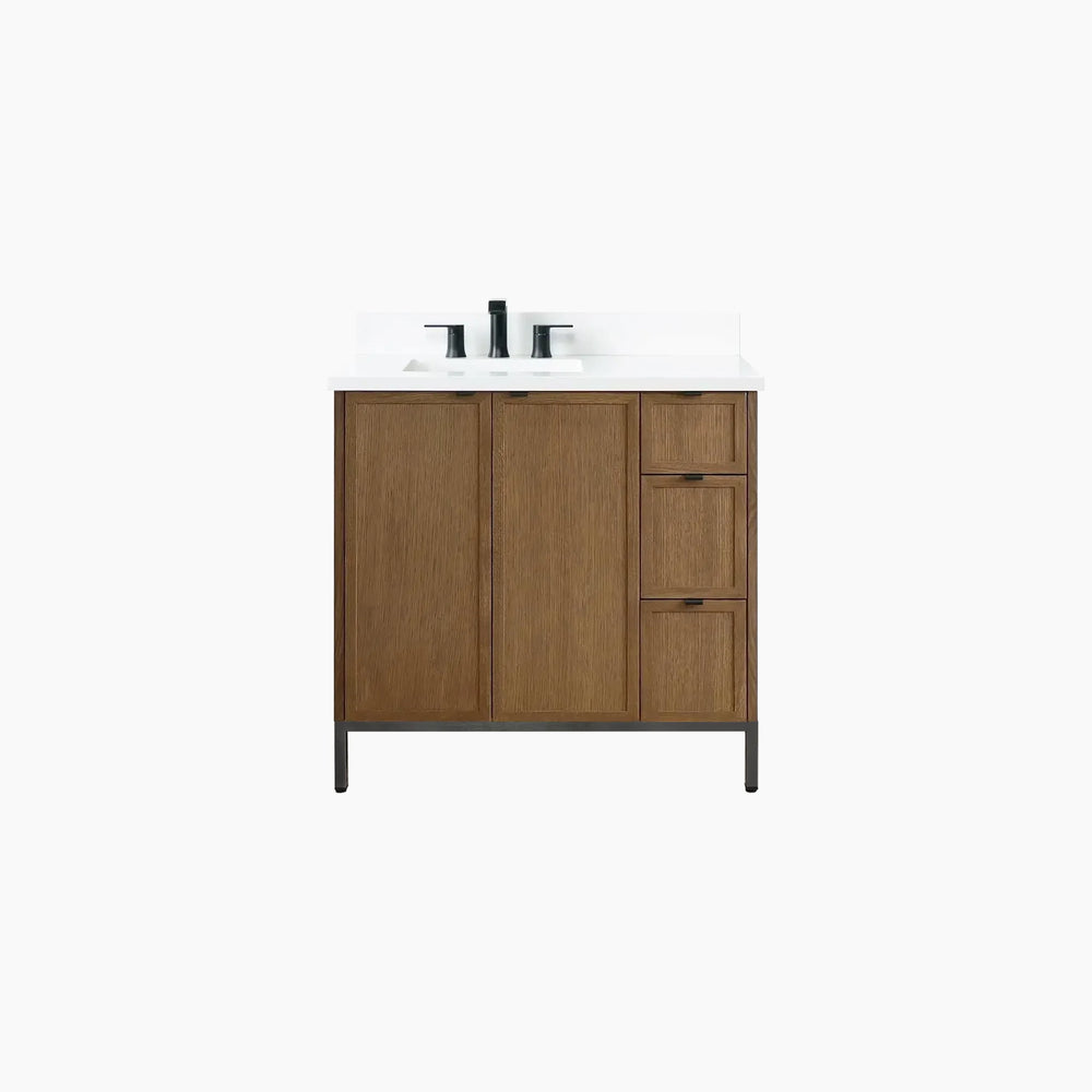 
                  
                    Cape Breton 36" Mid Century Oak Bathroom Vanity, Left Sink
                  
                