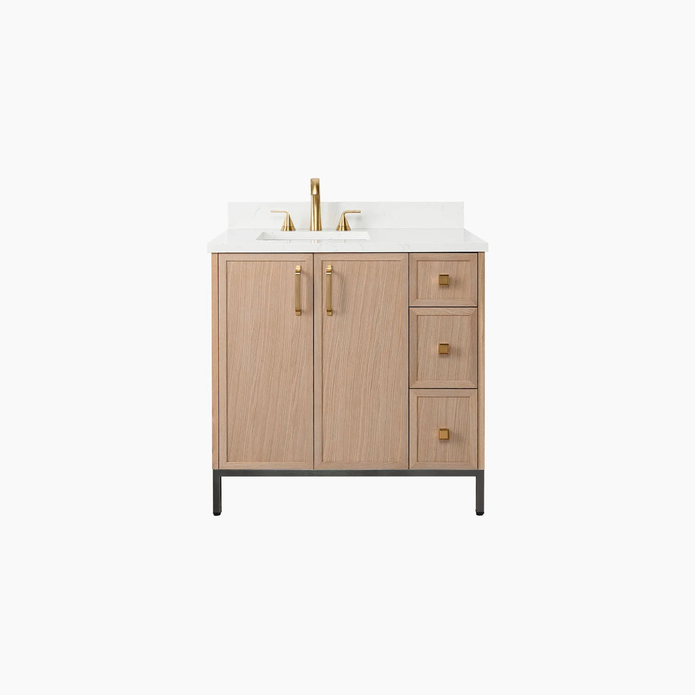 
                  
                    Cape Breton 36" White Oak Bathroom Vanity, Left Sink
                  
                