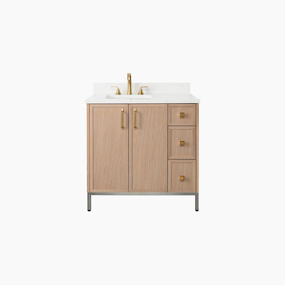 
                  
                    Cape Breton 36" White Oak Bathroom Vanity, Left Sink
                  
                