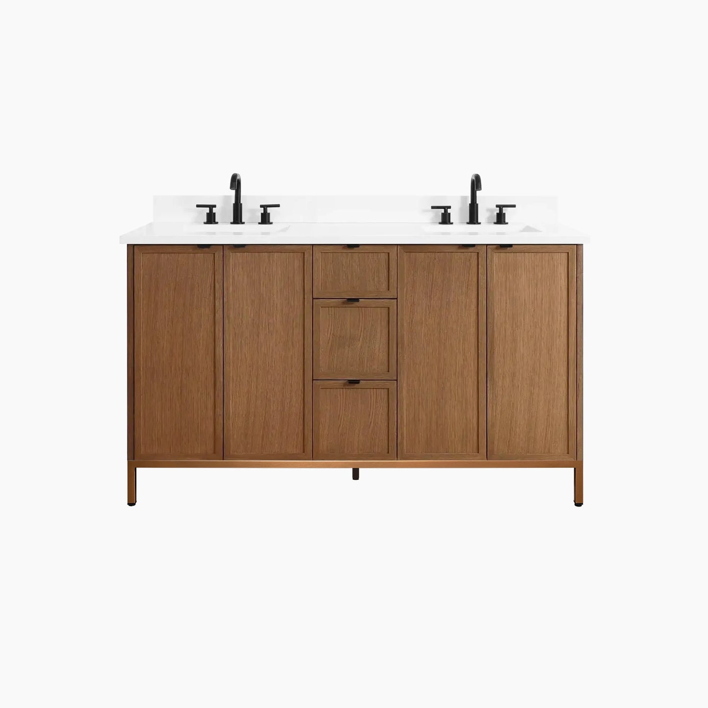 
                  
                    Cape Breton 60" Mid Century Oak Bathroom Vanity, Double Sink
                  
                