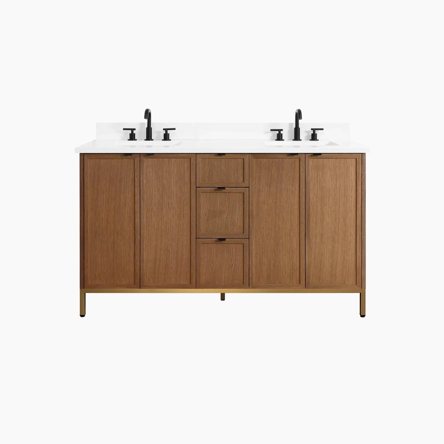 
                  
                    Cape Breton 60" Mid Century Oak Bathroom Vanity, Double Sink
                  
                