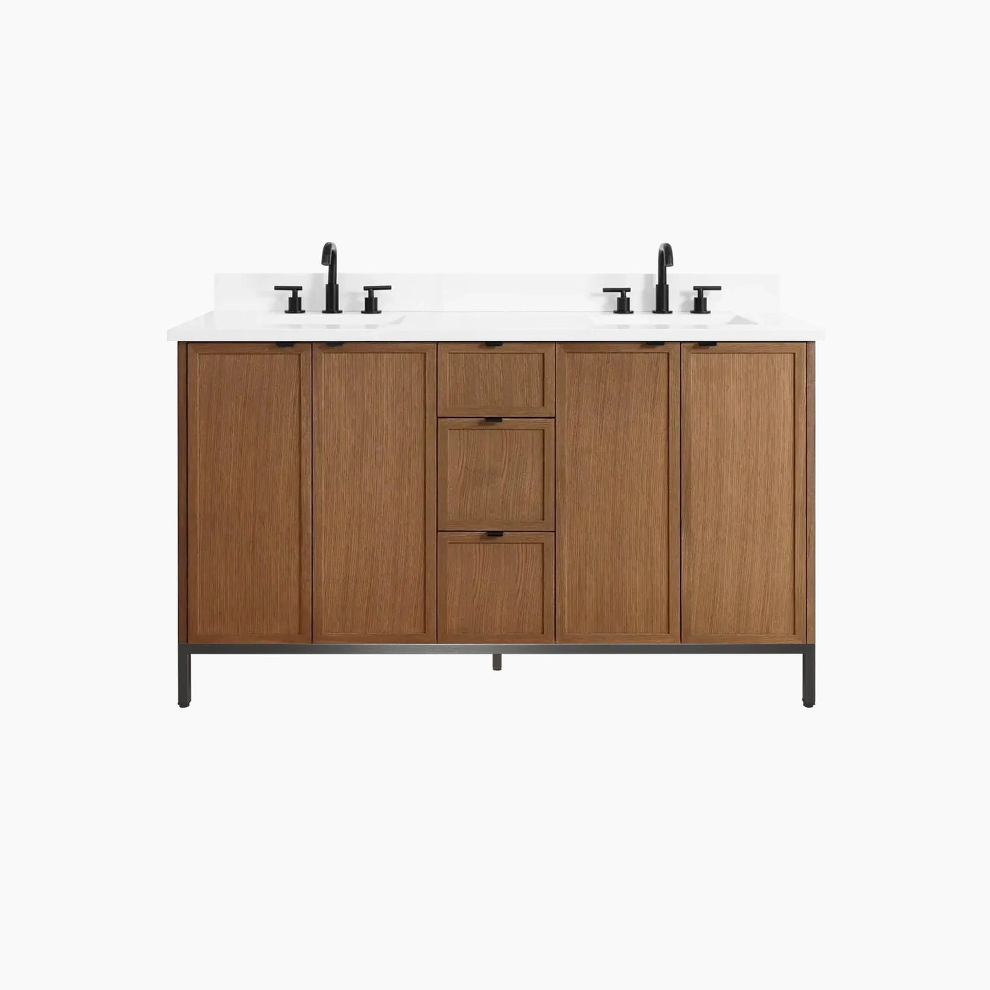 
                  
                    Cape Breton 60" Mid Century Oak Bathroom Vanity, Double Sink
                  
                